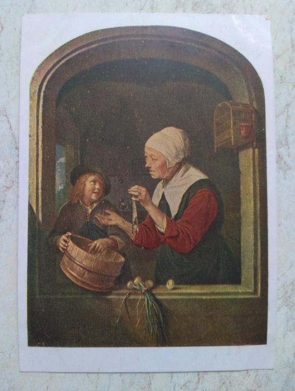 Почтовая карточка. Г. Доу. Селёдочница. 1930 г.