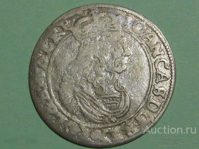 Монета 6 грошей AT 1663 год Польша Серебро Оригинал
