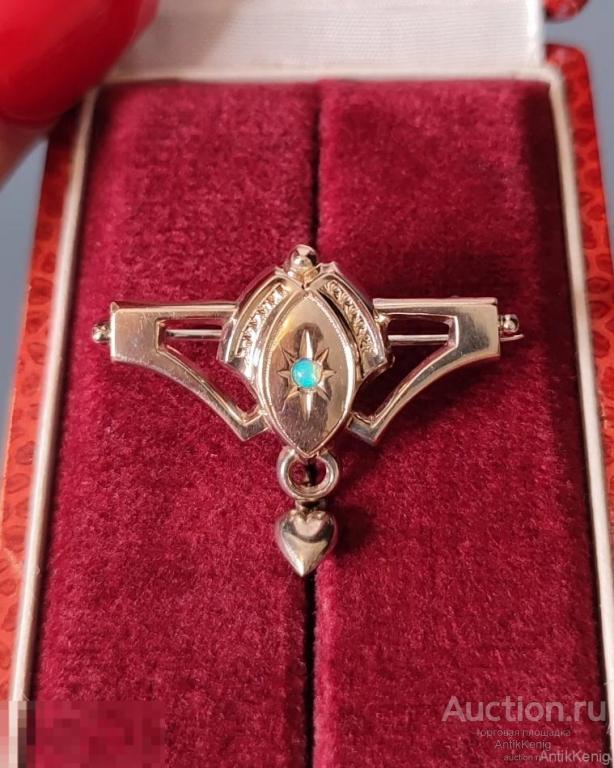 Антикварная брошь с сердечком Ар-нуво (Югендстиль)  20-е годы Германия