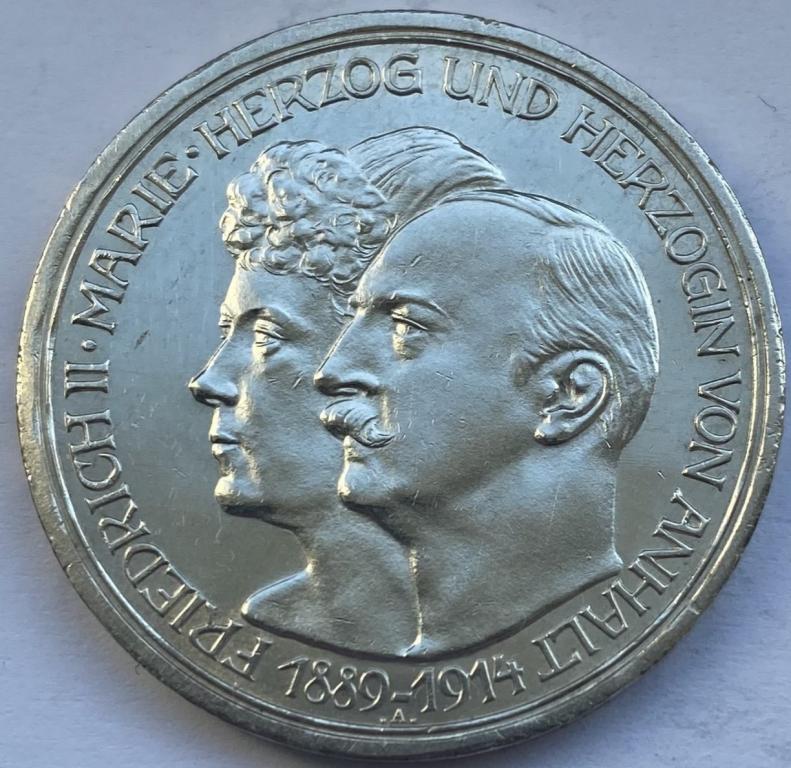 3 марки 1914 года Ангальт Свадьба Фридриха и Марии Отличная!