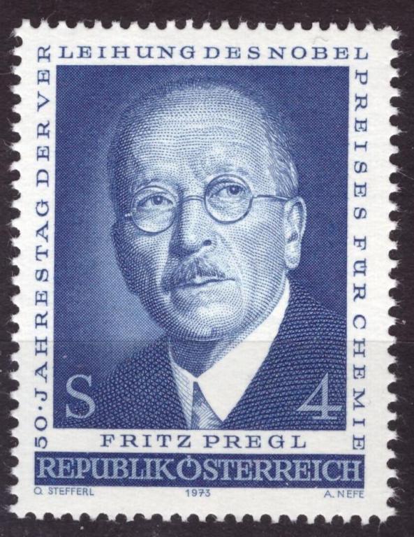 Австрия 1973 Фриц Прегль, химик, врач, нобелевский лауреат **