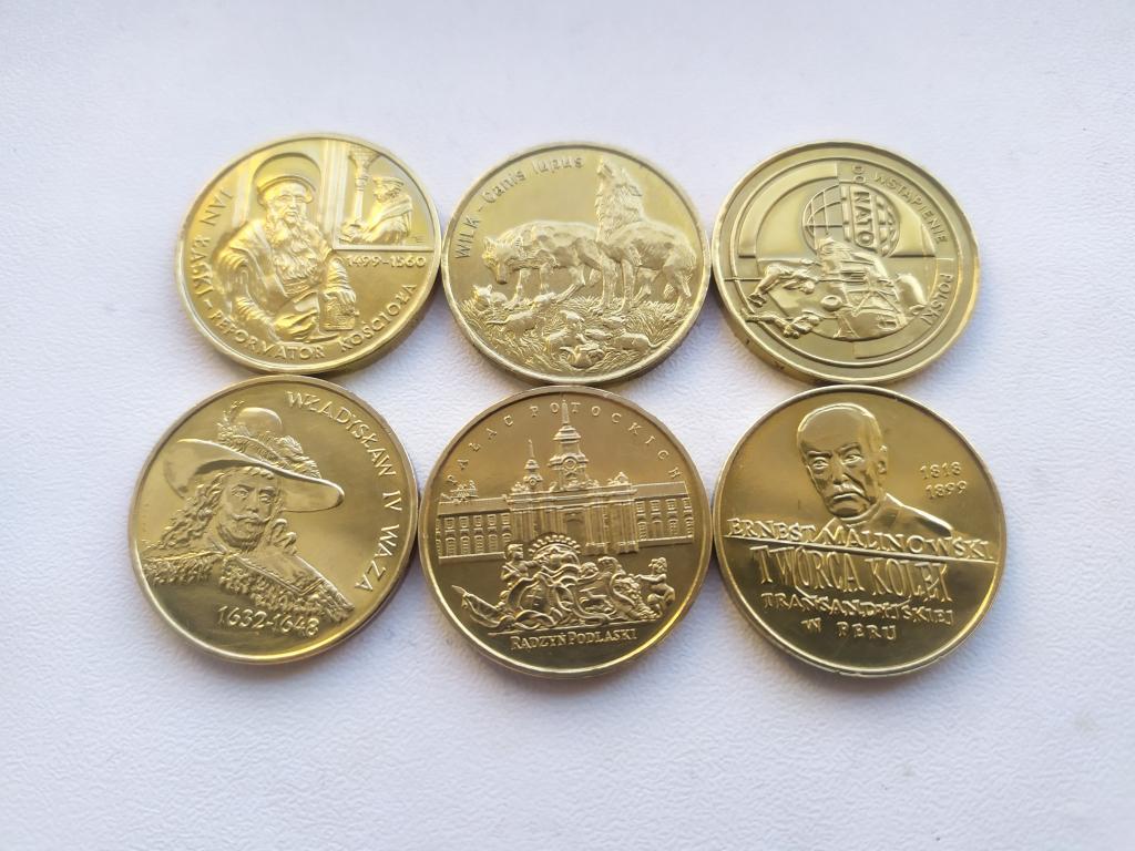 2 злотых Польша 1999 Памятные Юбилейные монеты 6 шт. UNC  ОРИГИНАЛ