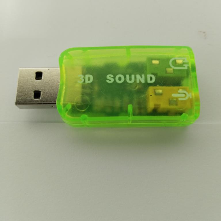 Звуковая карта USB 3D Sound, зеленая, прозрачная (новая)