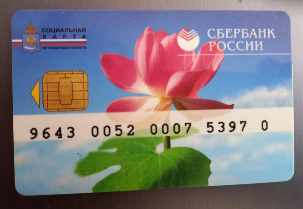 Банковская карта Сбербанк Социальная Астрахань Лотос  1999 год- 176