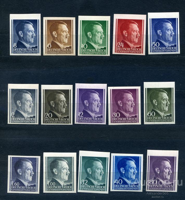 !!! Gengouv Германия Польша 1941 БЕЗЗУБ Гитлер (портрет) серия15м **