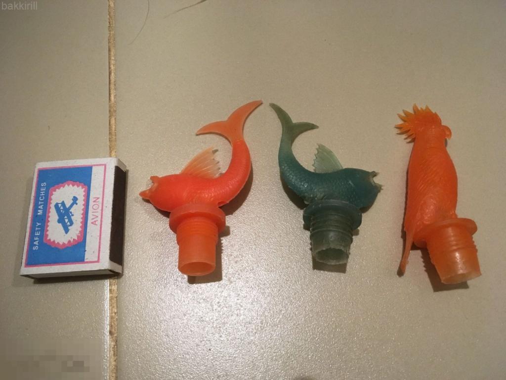 Пробка для бутылки затычка рыбка попугай СССР 3 шт