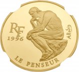 Франция. 500 Франков/ 75 Евро 1996г. Золото. 31,1г*0.999 1,0 oz. Роден! Мыслитель! СЛАБ NGC PF69 UC!