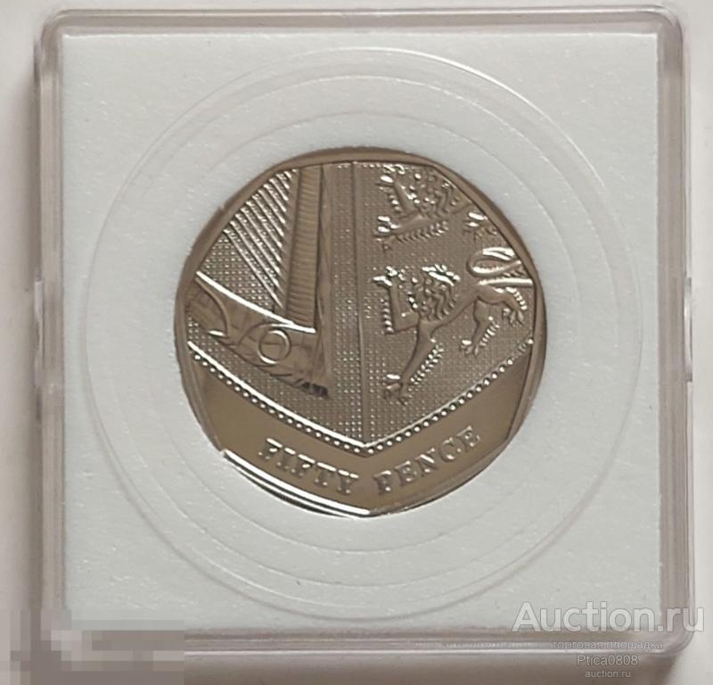 Великобритания. 50 пенсов. 2019. Щит​. Капсула.BUNC.Из буклета.