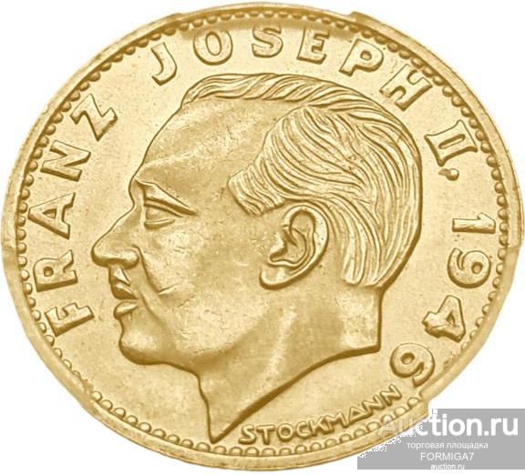 Лихтенштейн. 20 Франков 1946 г. Золото. 6,4516 г*0.900  0,1867 oz. СЛАБ PCGS MS66!