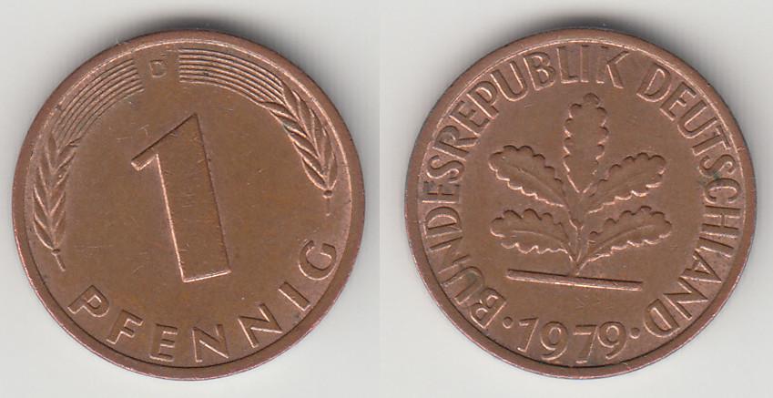 Германия ФРГ 1 пфенниг 1979 D М