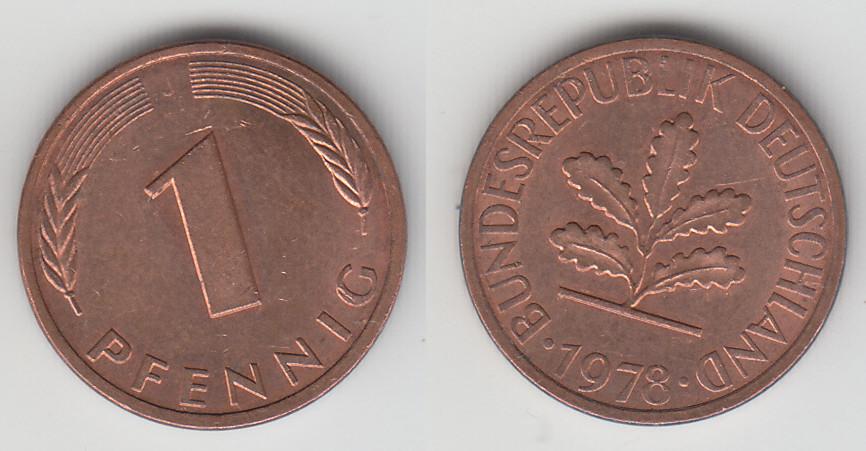 Германия ФРГ 1 пфенниг 1978 J М