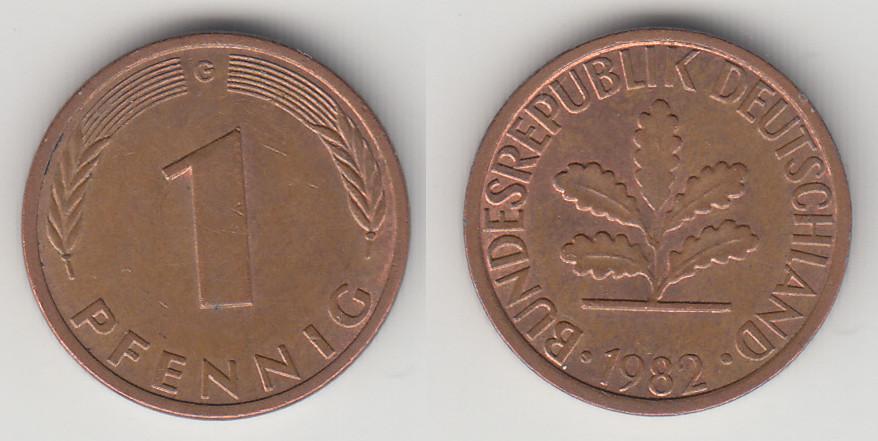 Германия ФРГ 1 пфенниг 1982 G М