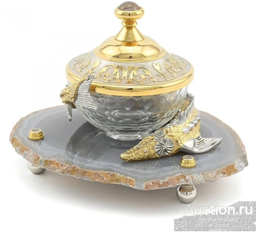 Икорница подарочная ОСЁТР на агате AZY-126014