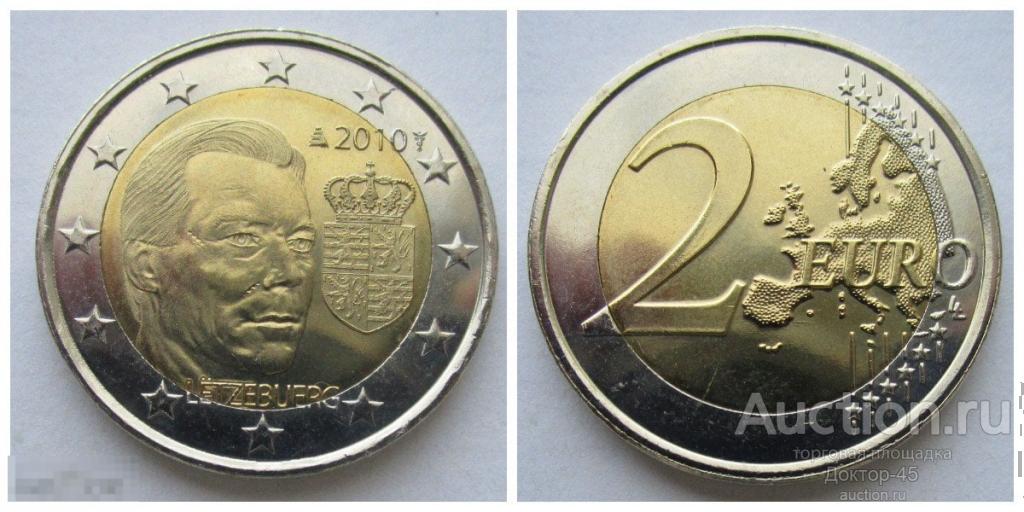 Люксембург.   2 евро 2010.  Герб Великого герцога Люксембурга . UNC