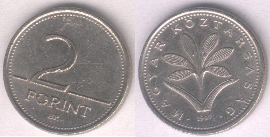 Монета Венгрия 2 форинта 1997 г. XF