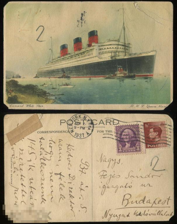 флот лайнер RMS Queen Mary, 2 марки, США и Англии