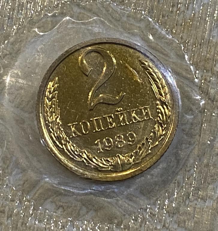 2 копейки 1989 г. Наборная. Из годового набора. В родной запайке.