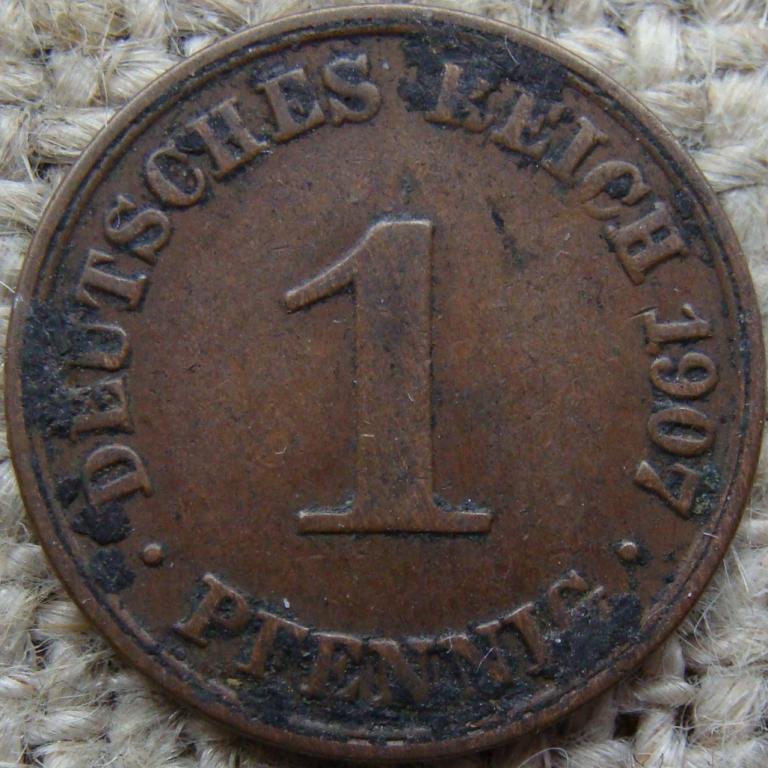 Германская империя 1 пфенниг 1907 год (A)