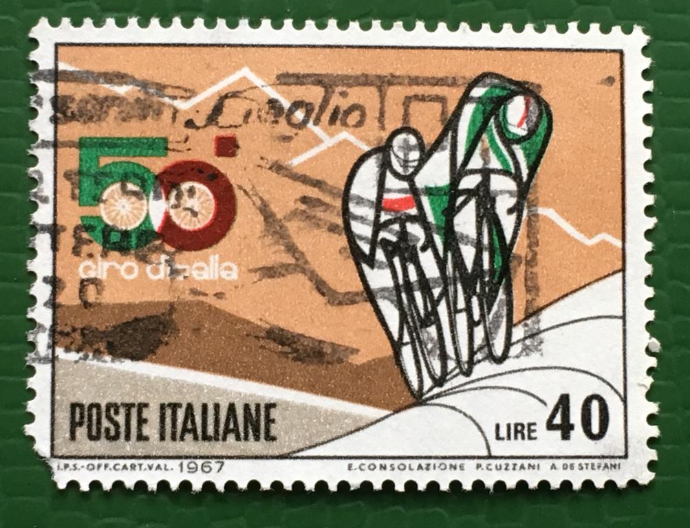 Марка. 50-летие Джиро д'Италия.  Италия. 1967 г.