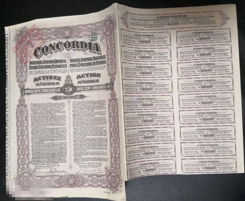 Акции  CONCORDIA SOC. ANONIMA ROMANA PTR INDUSTRIA PETROLULUI