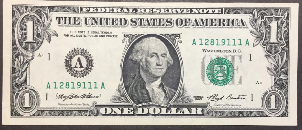 1 доллар 1993 год А 12819111 A США