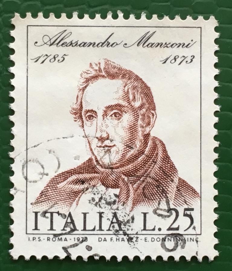 Марка. 100-летие со дня смерти Мандзони.  Италия. 1973 г.