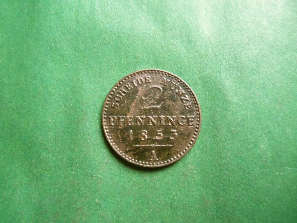 Германия 2 пфеннига 1853 г. А Пруссия, Вильгельм I.