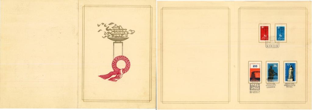 Памятный лист ГДР «Мертвые нас предупреждают» 1962-1965