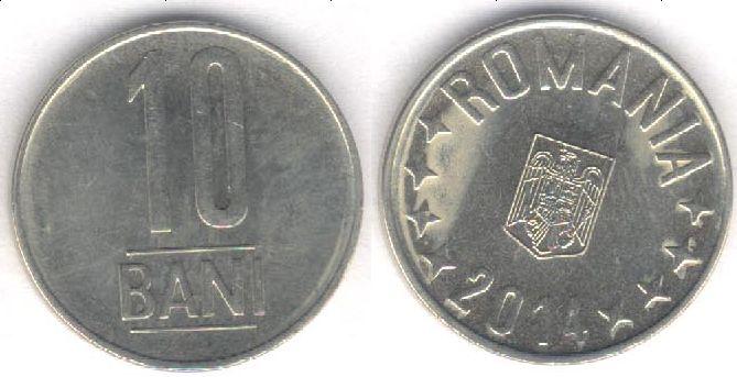 Монета Румыния 10 бани 2014 г. XF+