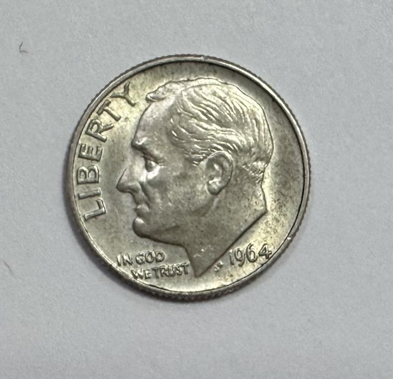США 1 дайм 10 центов 1964 СЕРЕБРО