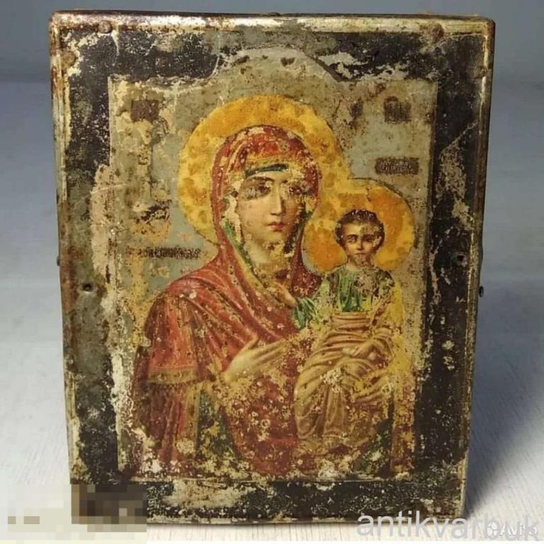 Икона старинная Смоленская Богородица