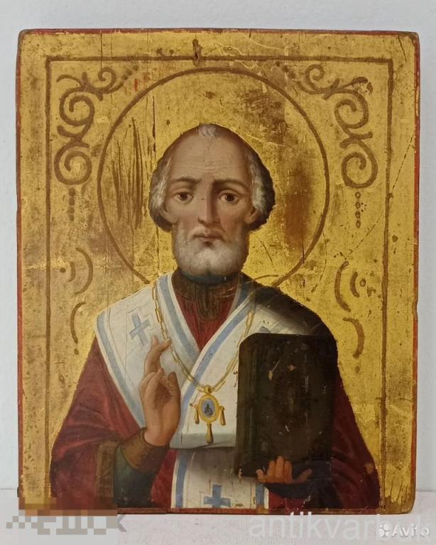 Старинная Икона Николай Чудотворец