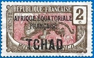 Чад 1924 MiNr 20. Стандарт. Леопард, надпечатка (0.3 € | $ 0.4) Чистая (ЧСН)