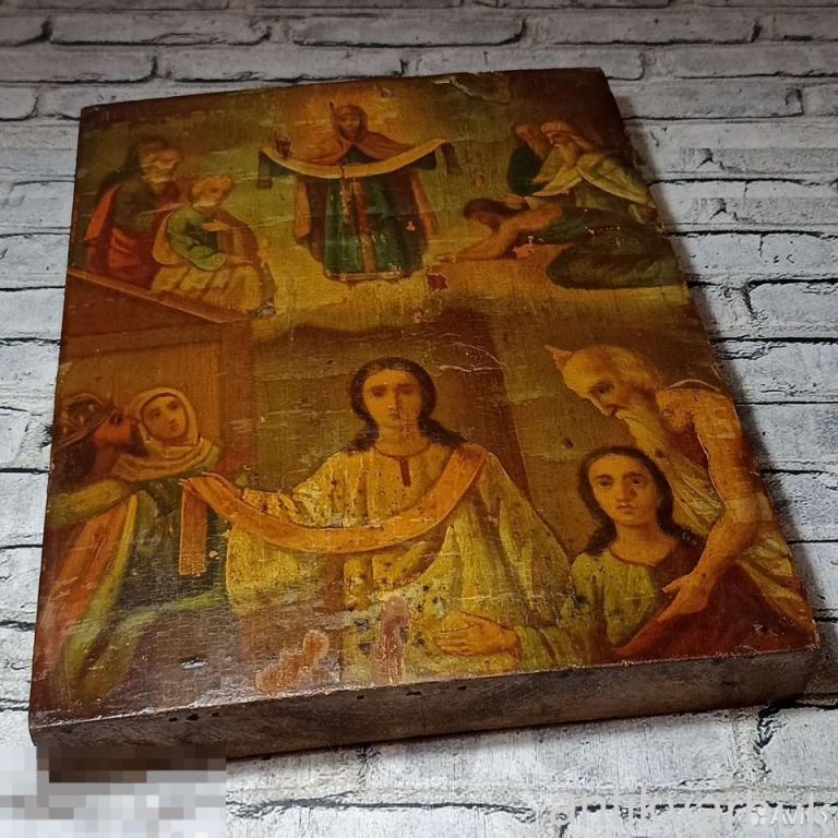 Старинная икона Покров Пресвятой Богородицы