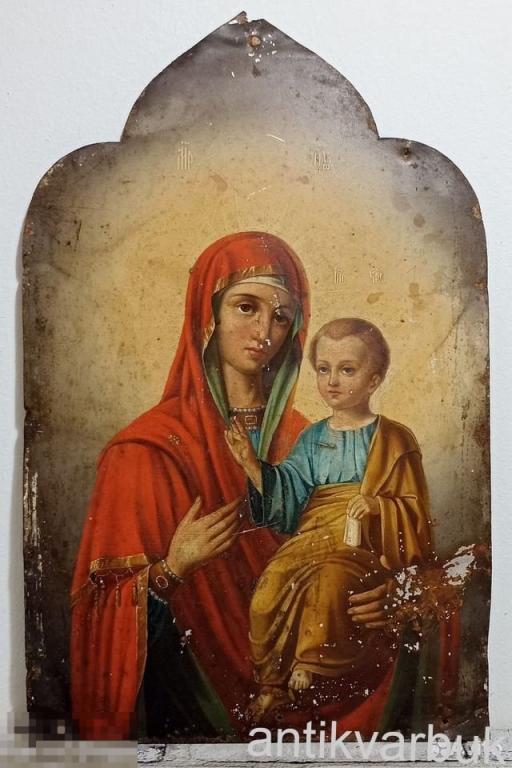 Икона старинная Смоленская Богородица Письмо