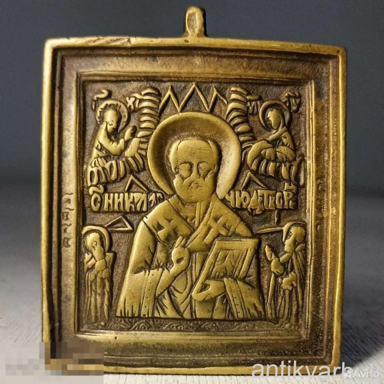 Икона старинная Николай Чудотворец