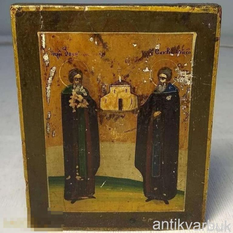 Старинная икона Зосима и Савватий