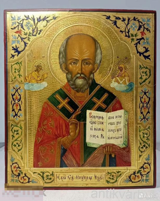 Икона старинная Николай Чудотворец