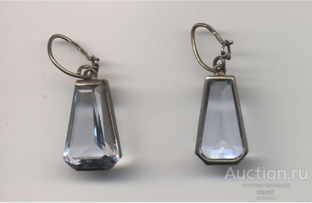 Серьги, серебро 875, горный хрусталь, СССР