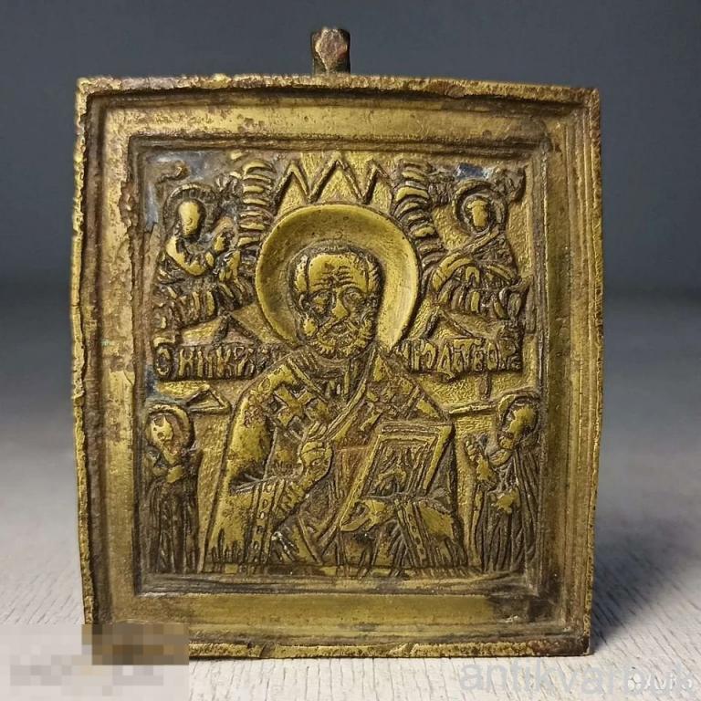 Икона старинная Николай Чудотворец