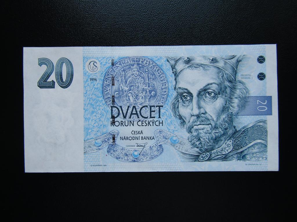 Чехия - 20 крон 1994г.  aUNC. Префикс В.