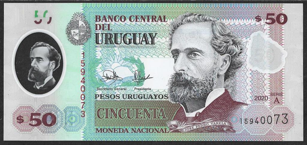 Уругвай. 50 песо. 2020г. Серия А. UNC . Полимер. В1-3663