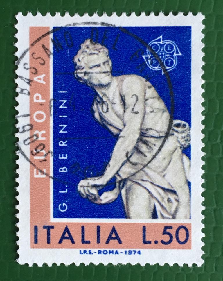 Марка. Марки ЕВРОПА - Скульптуры. Бернини. Италия 1974 г.