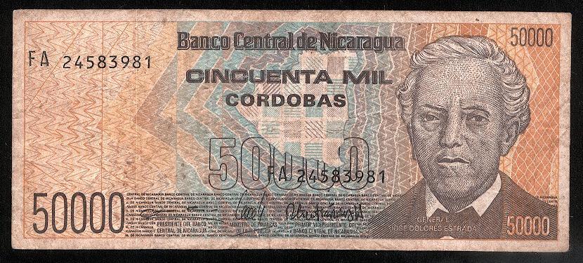 Никарагуа - 50000 кордоба 1989 г., P 161