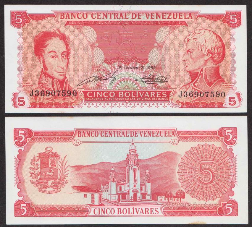 Венесуэла 5 Боливар 1989 P70 aUNC