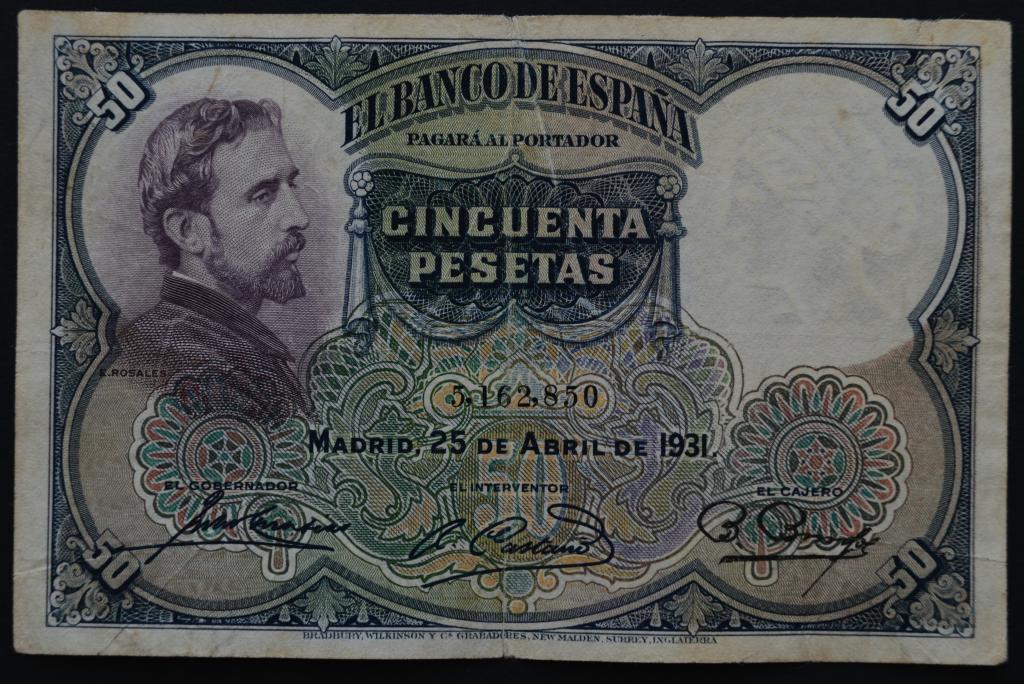 Испания 50 песет 1931 год.