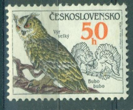 Чехословакия 1986 г. Птицы Сова негашеная**