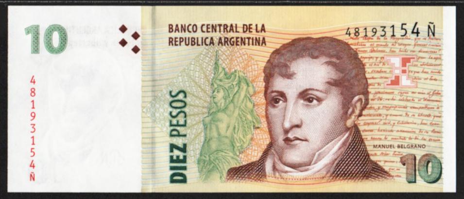 Аргентина. 10 песо. 2013 г. UNC. В1-4230