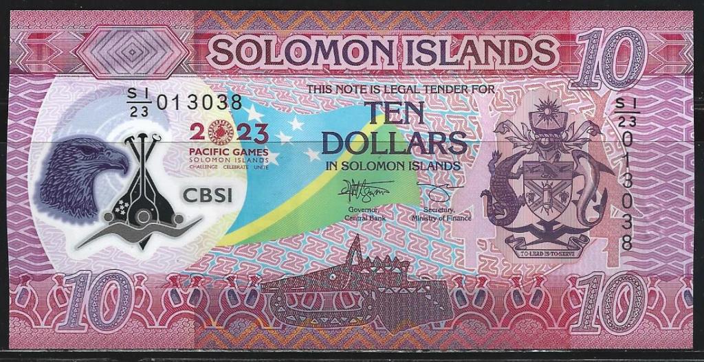 Соломоновы о-ва. 10 долларов. 2023. Полимер. UNC. Пресс. В1-2378