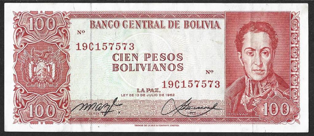 Боливия. 100 песо. 1962г. XF. В1-3190